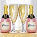 Champagne Bottle Glass Balloons 4pcs, Large Champagne Wine Foil Mylar Balloons by Togvu