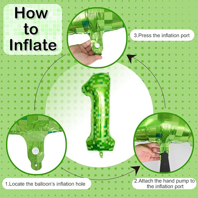 Gaint Green Pixel Number 12 Balloon, Dark Kelly Green Self Inflating 12 - Image 8