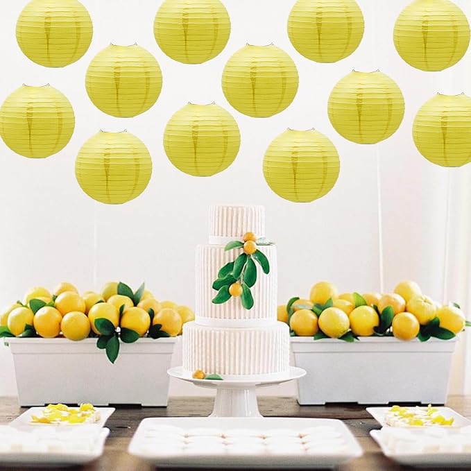 Yellow Paper Lanterns Hanging Chinese/Japanese Ceiling Round Lanterns 8 in | - Image 7