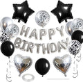 27 Pcs Silver Black Birthday Decorations, 3D Letters Silver Happy Birthday by WEIKA