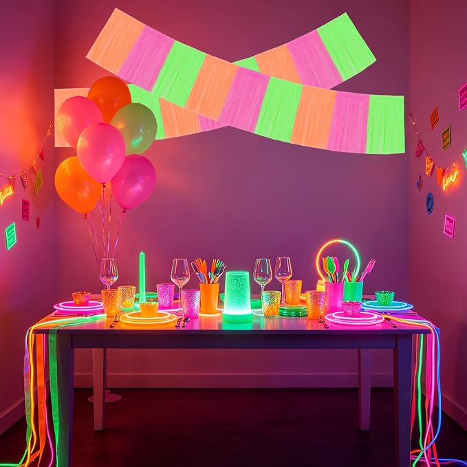 BEISHIDA Fluorescent Fringe Garland Banner 30ft Wall Tinsel Foil Streamers | - Image 6