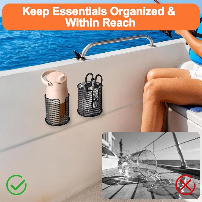 Linkstyle 3PCS Boat Storage Mesh Bag, Self Adhesive Marine Caddy Organizer - Image 4