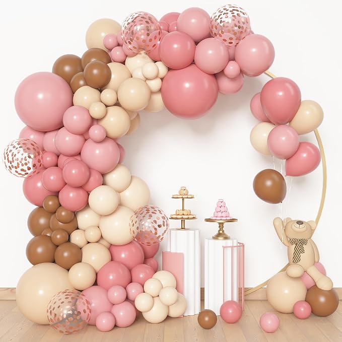 Amandir 153 Pcs Boho Balloon Arch Garland Kit | Retro Dusty Rose Pink Blush - Image 4