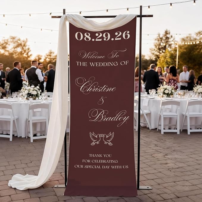 Luxury Wedding Linen Wall Tapestry Welcome Banner, Personalized Couple Names by Mapileng%E2%84%A2
