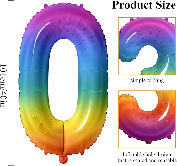 Number 0 Balloons for Birthday Party Decorations, 0-100 Large No.0 Balloons for - Image 2