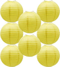 Yellow Paper Lanterns Hanging Chinese Japanese Round Lanterns 8 PCS 12 in | by BARTHEW