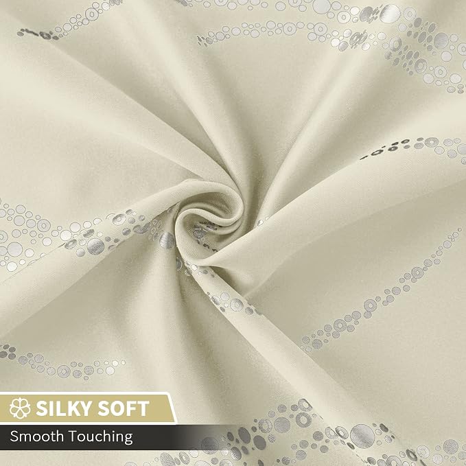Yakamok Cream Light Blocking Curtains 72 Inches Long Silver Print Wide 42" | - Image 5