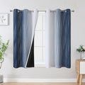 Navy Blue and Greyish White Blackout Curtains 45 Inch Length, Light Blocking by ESTELARTEXTILER