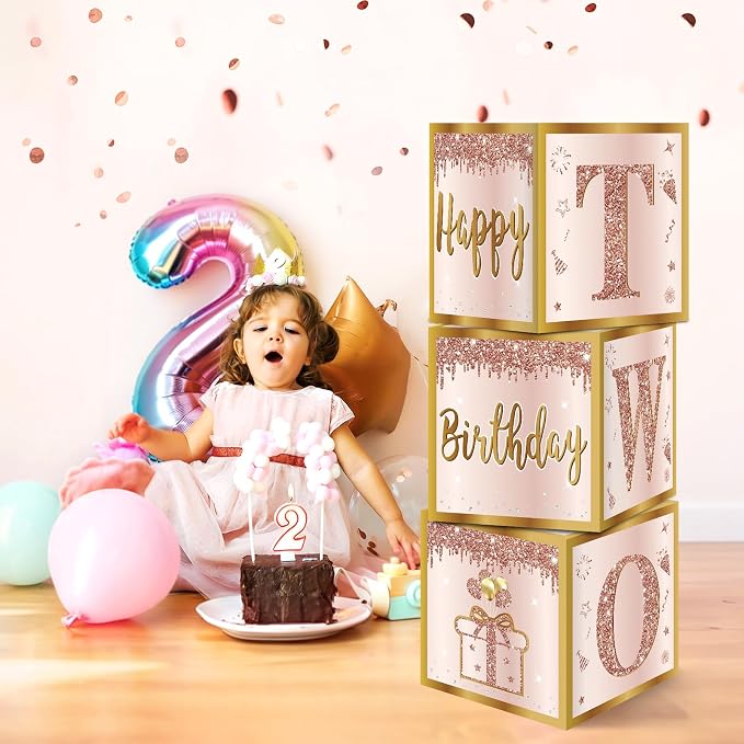 Guiruiy 3Pcs 2nd Birthday Decorations Balloon Gift Boxes - Image 5