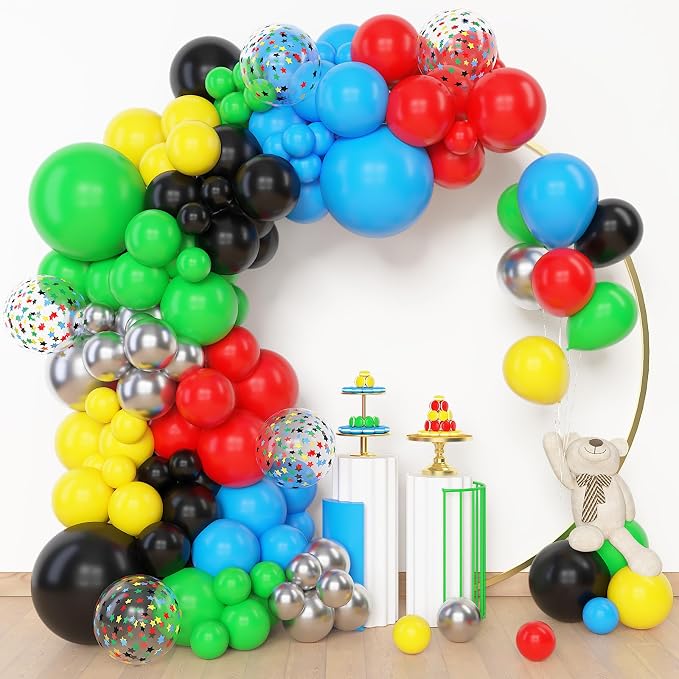 Amandir 153pcs Red Blue Yellow Black Green Balloon Arch Kit Different size | 18 - Image 2