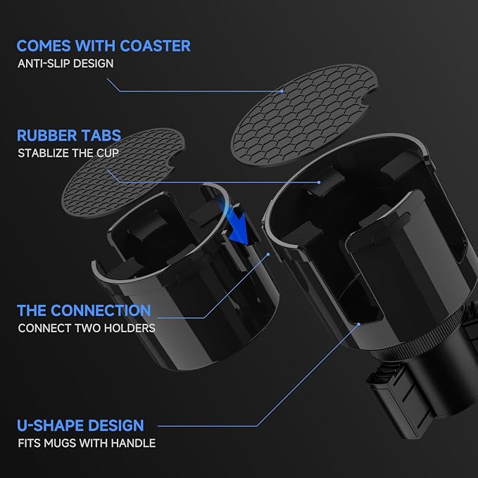 DYLEN Car Cup Holder Expander, 2 in 1 Cup Holder Adpater Extenter - Image 2