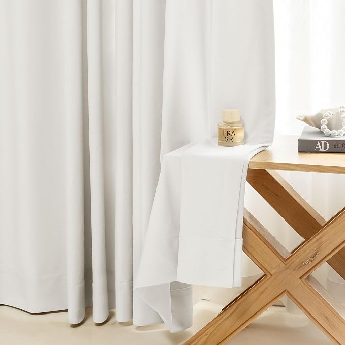 Beauoop Cream Velvet Curtains for Bedroom Living Room 52x72 2 Panels | Soft - Image 8