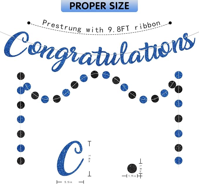 Blue Congratulations Banner Sign Prestrung Congrats Banner Garland - Image 3