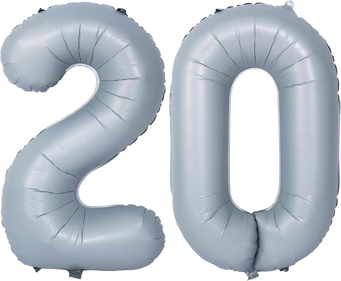 40 In Matte gray Number Balloon Helium Foil Mylar Birthday Balloon Digit 20 | by Exquisitehighqualitypartydecorationstomeetyoureveryneed%EF%BC%81