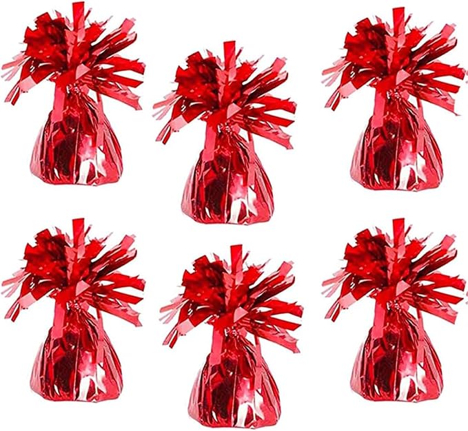 Chochkees Red 6-Pack Metallic Balloon Weights, Birthday Party Favors, Novelty by Chochkees