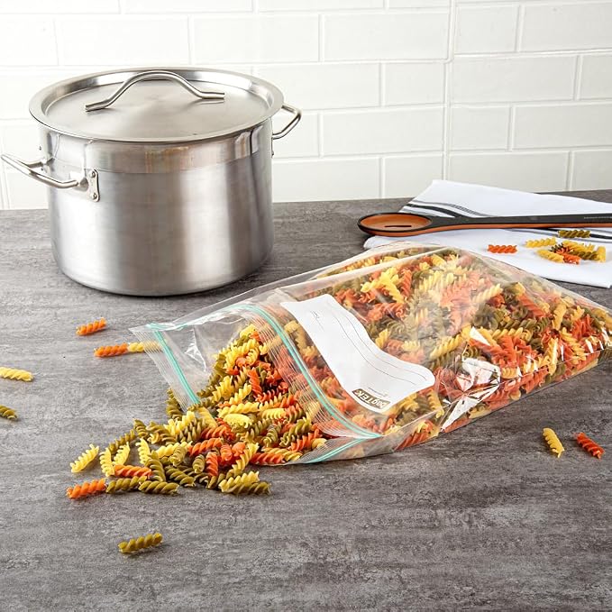 Restaurantware Bag Tek 2 Gallon Storage Zip Bags 25 Disposable Zipper Pouch Bags - Image 6