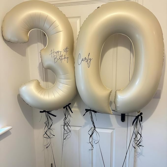Cream Number 4 Balloons, 40 Inch 4 Balloons Giant Helium Foil Mylar Beige 4 - Image 6