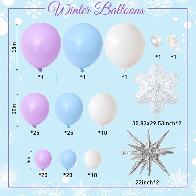 Winter Wonderland Balloon Arch Garland Kit, Baby Blue Purple Balloons - Image 2