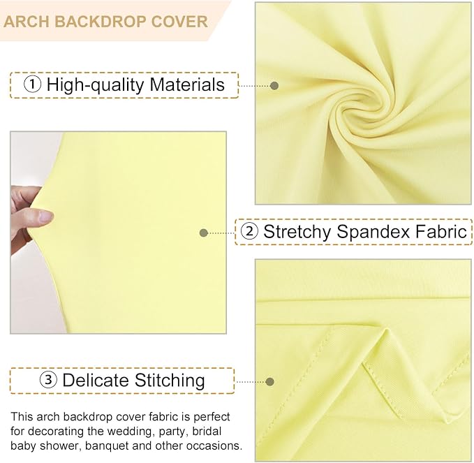 FANPROMS Wedding Arch Cover Set 5FT 6FT 7FT Yellow Spandex Arch Covers Stretchy - Image 2