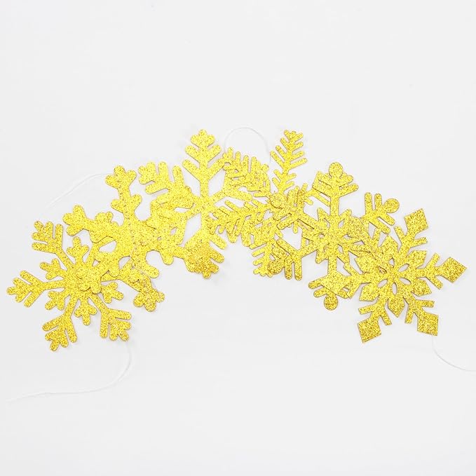 Gold Snowflake-Snow Christmas Party-Decorations Garland - Image 3