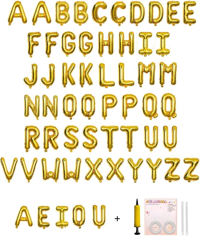 58 PCS Letter Balloons Alphabet Letters 2 Sets A- Z & 1 Sets AEIOU 16 by buynow