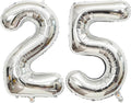 40 Inch Silver 25 Number Balloons Giant Jumbo Huge 25 or 52 Foil Mylar Helium by LHOAVWE