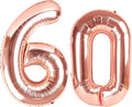 40 Inch Rose Gold Number 60 Balloons Foil Digital Helium Number Balloons by Kelfuoya