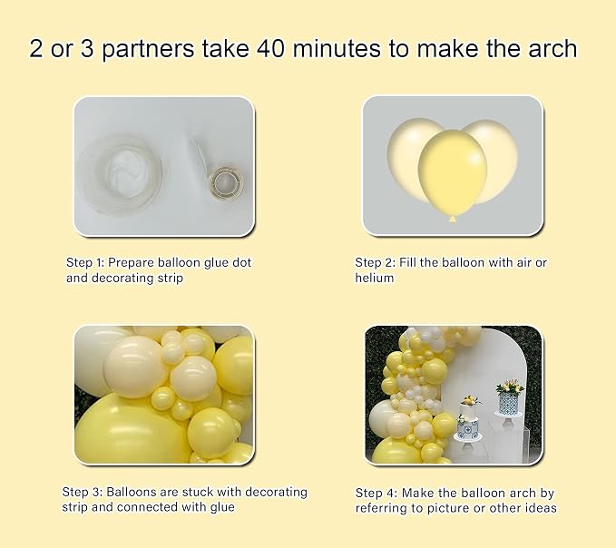 Yellow Balloon Arch Garland Kit-White Balloon 122Pcs - Image 4