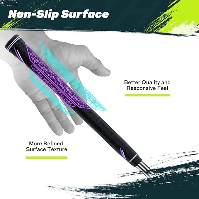 SAPLIZE High-performance Rubber Golf Grips 13 Pack, High Shock Absorption, Non-slip, Choose from 13 Grips with 15 Tapes or Full Regripping Kit, Std/Mid/Jumbo, CC10 Series