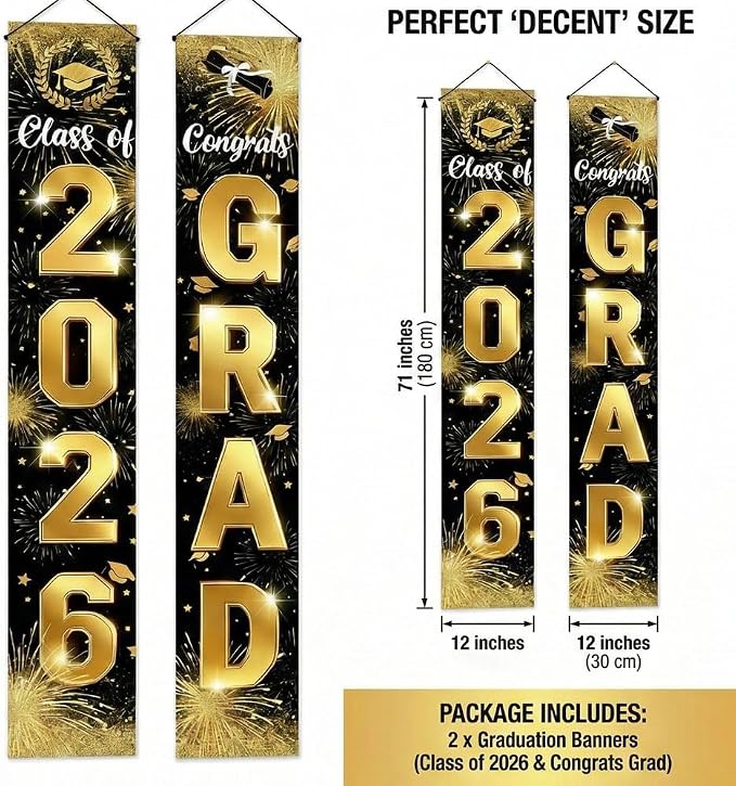 2026 Graduation Decorations Door Porch Banner, Graduation Party Decorations - Image 2