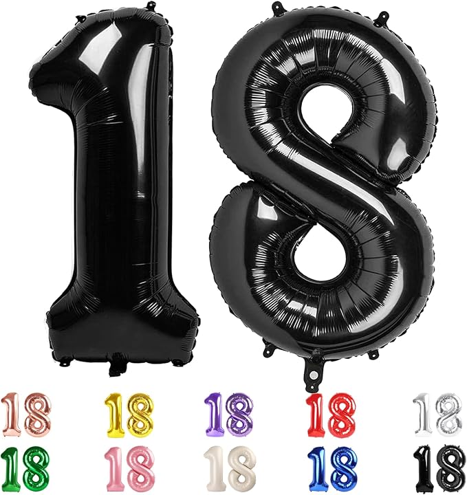 18 Balloon Numbers 40Inch for 18th Year Old Birthday Decorations, Inflation by Mluchee