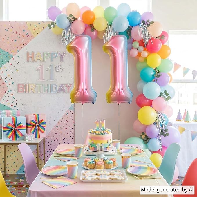 Rainbow Ombre Number 11 Balloon 40 Inch Pastel Foil - Image 7