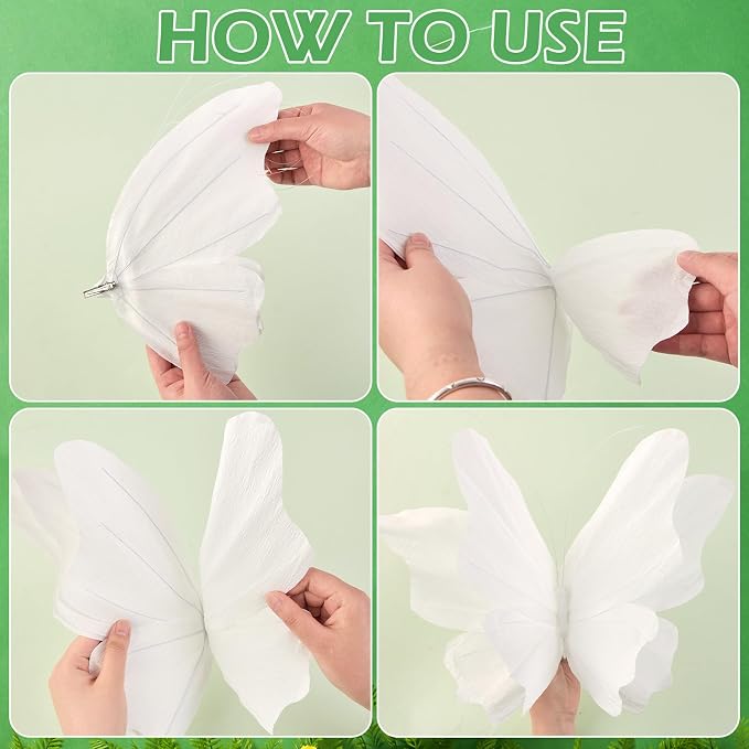 SUNBEAUTY Large White Paper Butterflies 3D Butterfly Party Decorations Giant - Image 4