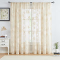 Treatmentex Beige Lace Curtains 63inch Rose Floral and Leaf Sheer Window by Treatmentex