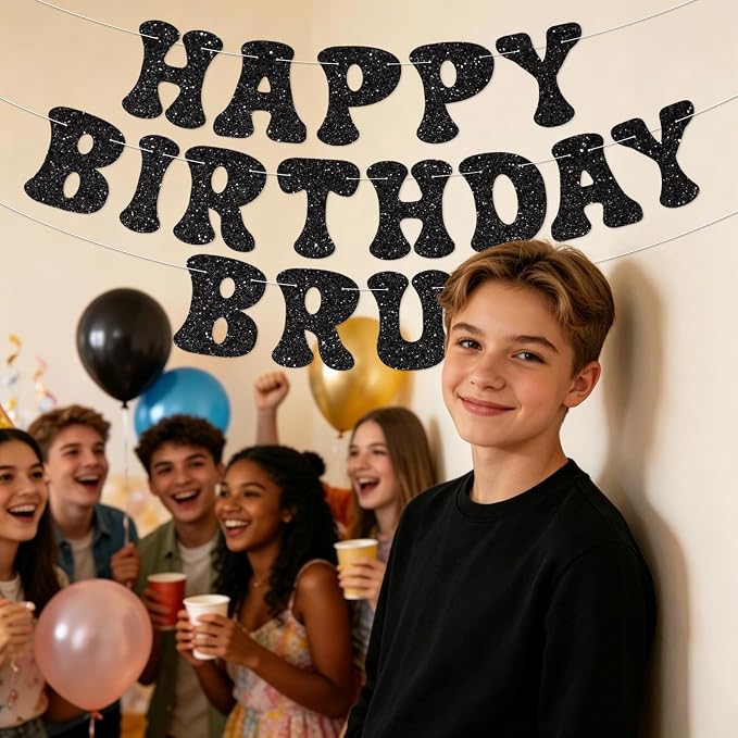 Black Bruh Happy Birthday Banner Sign Pre-Strung Funny Birthday Decorations - Image 5