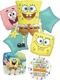 Spongebob's Birthday Party Supplies 7pc Foil Balloon Bouquet Decorations by SpongeBobSquarePants