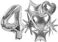 TONIFUL 4th Birthday Balloons Kit 40Inch Silver Large Number 4 Foil Balloon | by TONIFUL