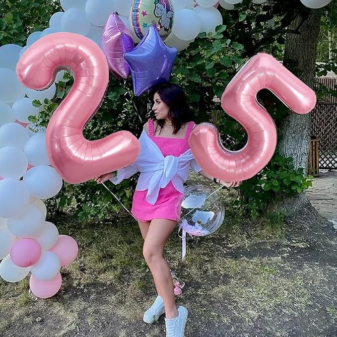 TONIFUL 40 Inch Pink Number 25 Balloon Large Foil 25th Birthday Decorations | - Image 4