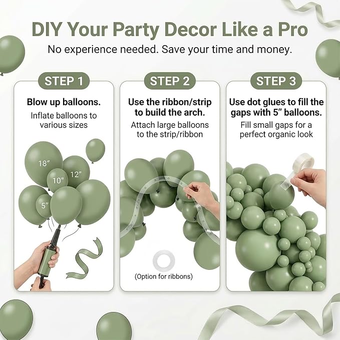 114pcs Sage Green Balloons Different Sizes, 18 12 10 5 inch Olive Balloons | - Image 5