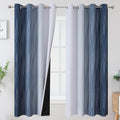Full Room Darkening Greyish White and Navy Blue Blackout Curtains 63 Inch by ESTELARTEXTILER
