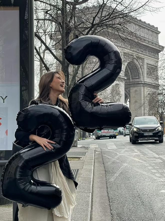 2 Balloon Numbers Birthday Decorations, 40In Black Balloons - Image 5