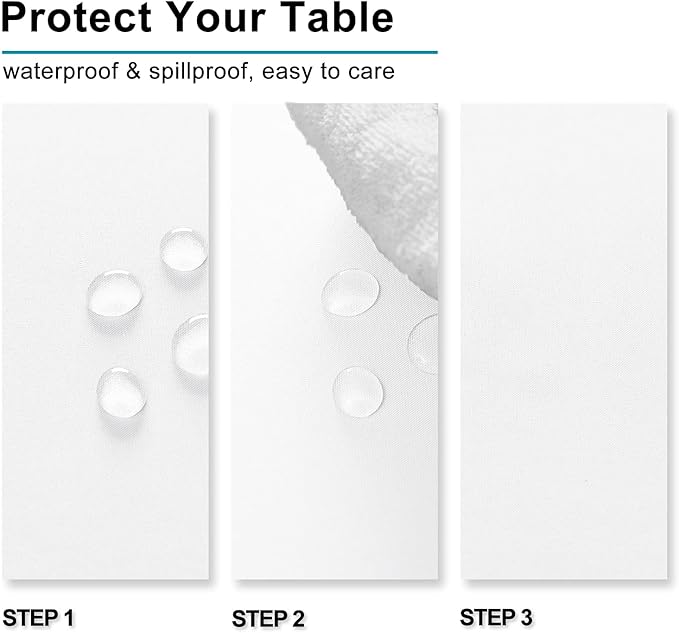 Hiasan White Rectangle Tablecloth - Waterproof Spillproof and Wrinkle Resistant Washable Polyester Table Cloth for Dining Party, 90 x 90 inch