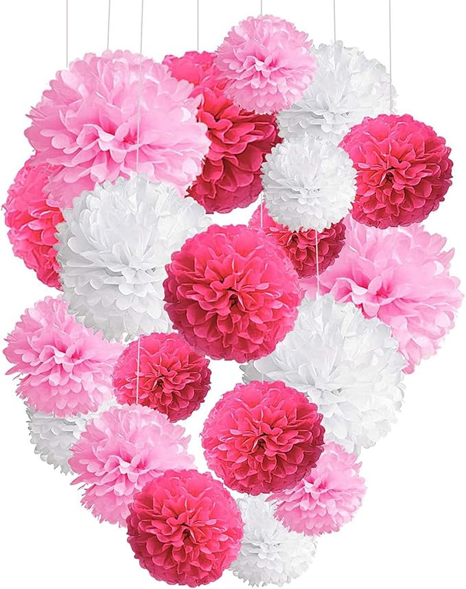 Capesaro Pink Paper Pom Poms by Capesaro