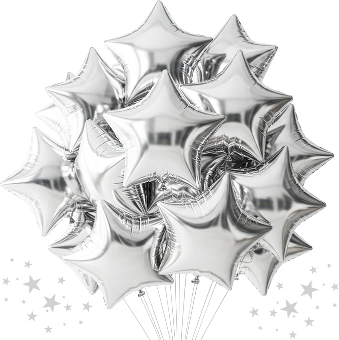TONIFUL 30 Pcs Star Shaped Balloons 18 Inch Large Silver Foil Balloons | Big by TONIFUL