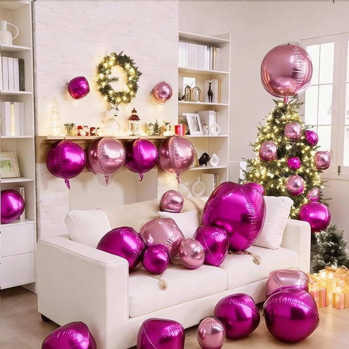 12Pcs Hot Pink and Pink Round Balloons Foil, Big Hot Pink Metallic Balloons - Image 7