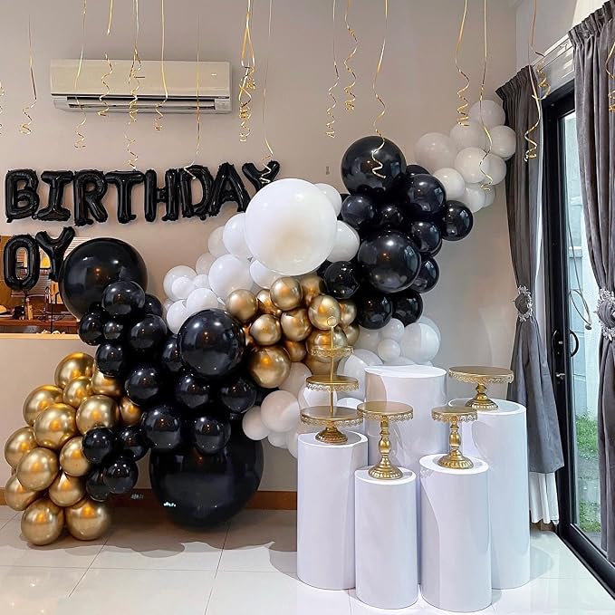 Black and Gold Latex Balloons, Graduation, Anniversary, New Year Party - Image 6