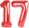 Red Jumbo Number 17 Balloon 40 Inch, Boy Girl 17 Birthday Supplies, Foil Helium by Upgesy