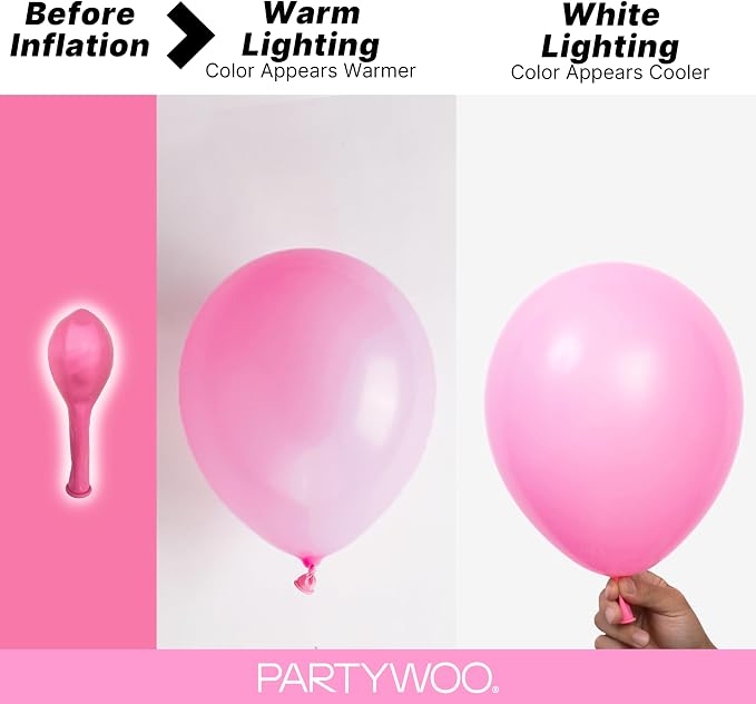 PartyWoo Pink Balloons 127pcs Matte Pink Color 36 18 12 10 5 Inch | 36 18 12 10 - Image 3