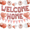TONIFUL 16 Inch Rose Gold Welcome Home Foil Letter Balloon Banner Decor Kit | by TONIFUL