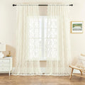 Cream Lace Curtains 108 Inches Long 2 Panels Paisley Floral Curtains by FOLKSIDEHomeDecoration